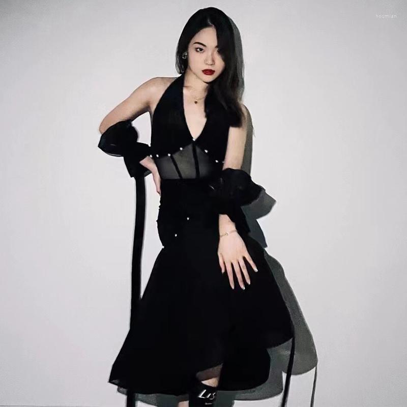 

Stage Wear Women Modern Dance Clothes Pearl Sewn Black White Training Waltz Tango Ballroom Competition Dress DQS11937