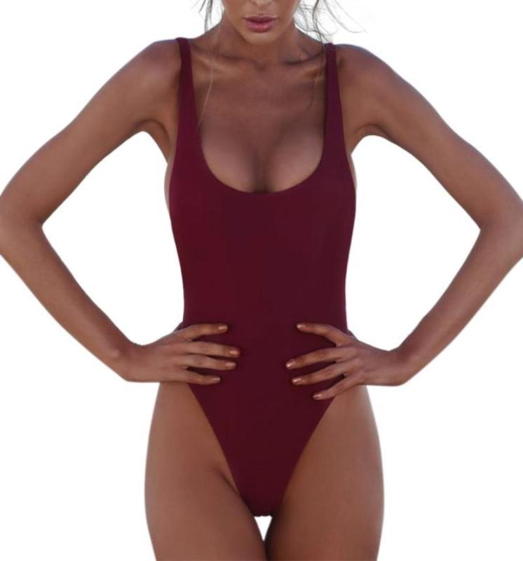 

Women Sexy Push Up Onepiece Backless Solid Retro Triangle Swimsuit Swimwear U7EF6021803