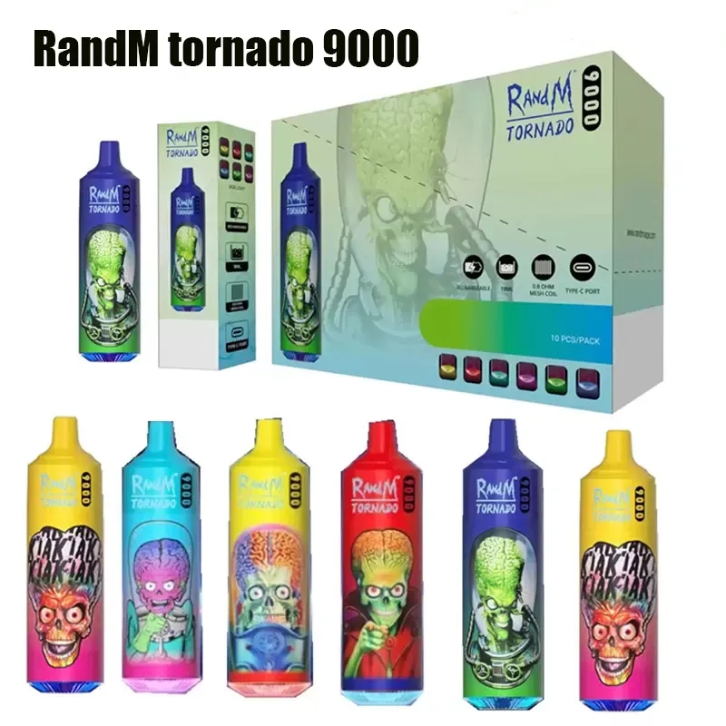 

No Tax RandM Tornado 9000 Puffs Disposable E cigarettes 18ml Vape 2% 5% Rechargeable 850mAh Integrated Battery Associated 38 Flavors Available Authentic Puff 9000