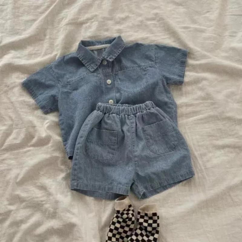 

Clothing Sets Boys Denim Cotton Shirt Shorts, Dark blue