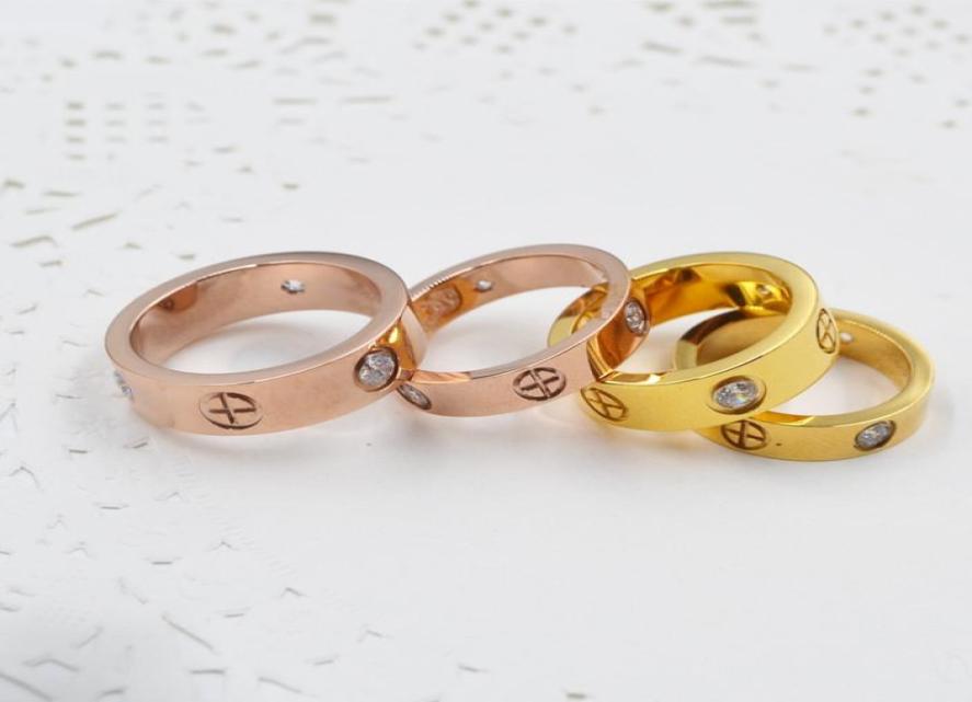 

new arrive 316L Stainless Steel Jewelry 6MM 4MM Love rings for woman man lover rings 18K Goldcolor and rose gold plated no box8504532