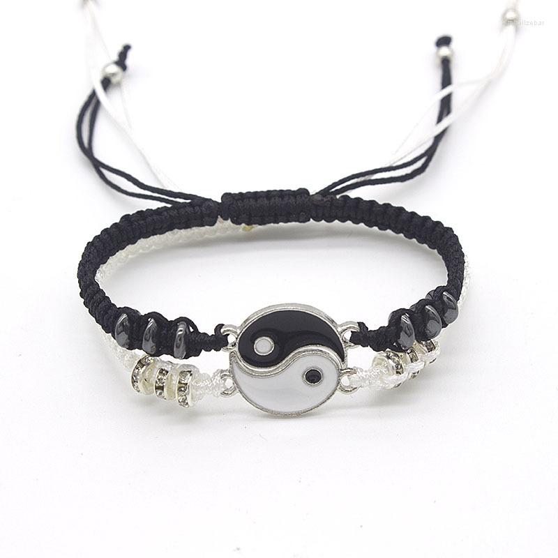

Strand Adjustable Braided Couple Bracelet Tai Chi Yin Yang Matching Lover Black White Bracelets&Bangles Fashion Friends Jewelry Gifts