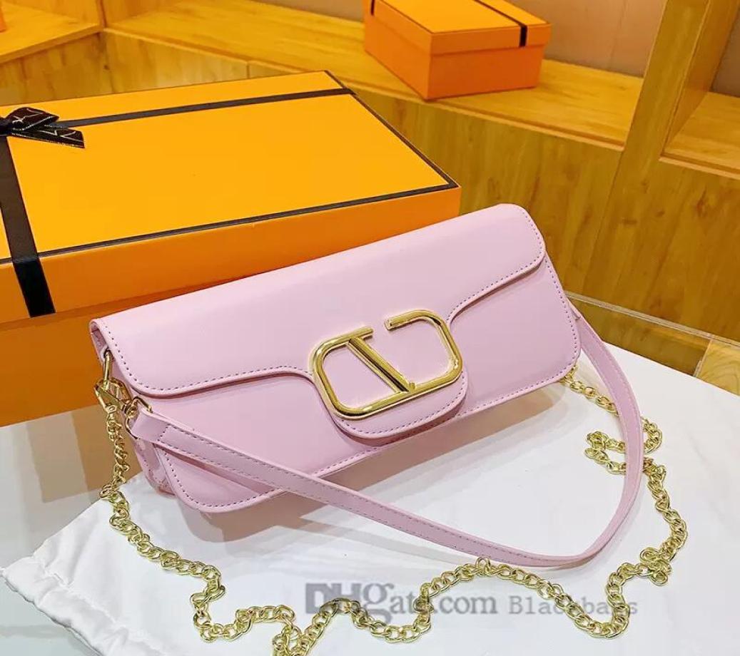 

V Leather Handbag Chain Bag Women luxurys Fashion Designers Bags Female clutch Classic Girl Handbags1679674, Peach