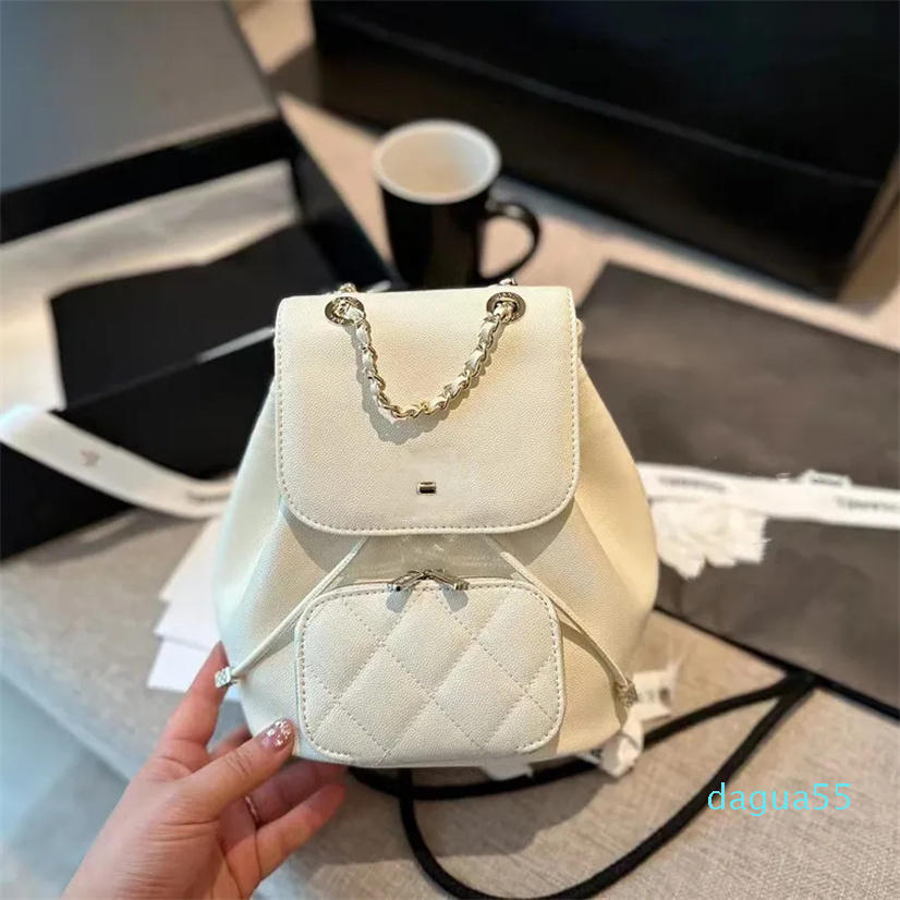 

Designer Backpack Bags Wandering Schoolbag Classic Leather Hobo Fashion Women Silver Hardware Handbag, White