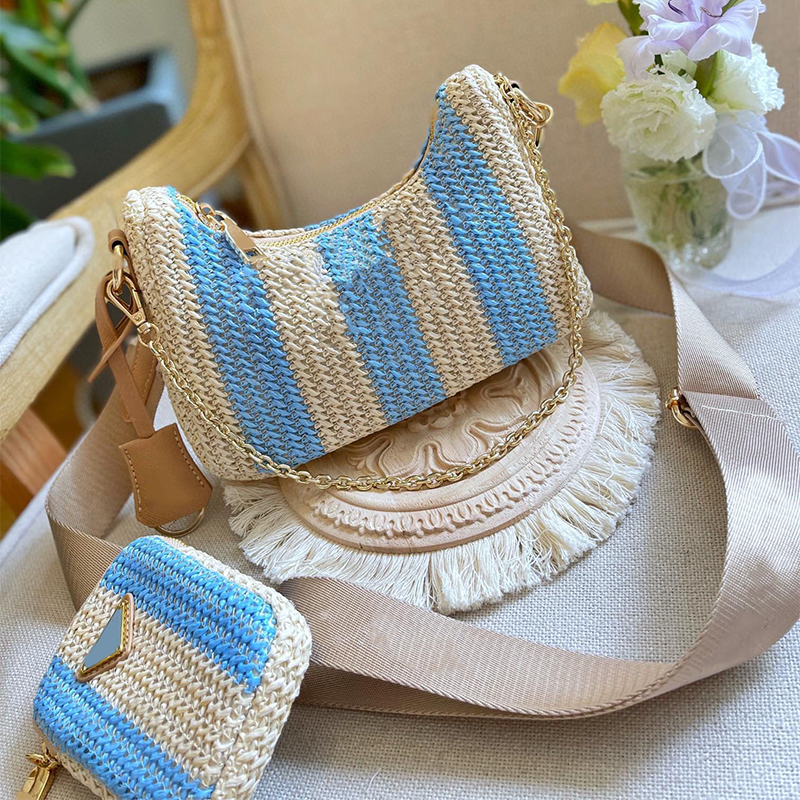 

Designer hobo crossboday bags for Womens Luxury Straw Cross Body Bag Zipper Bucket Shoulder Bags Brand Camera Case bags Purse 2305263PE, No2