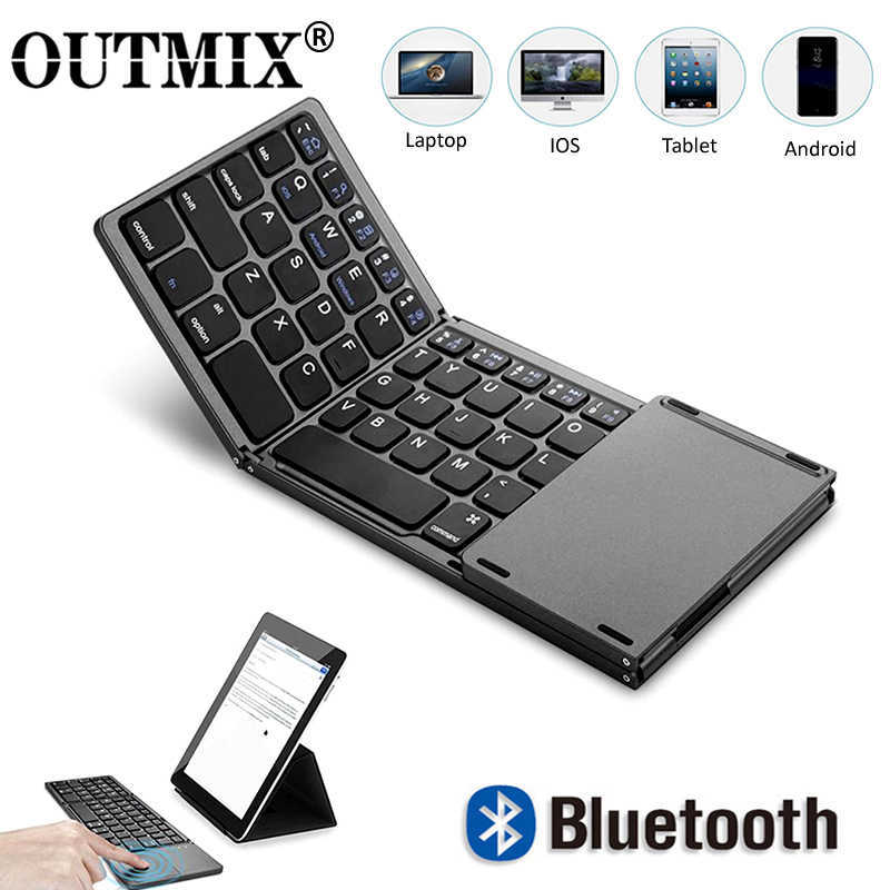 Keyboards OUTMIX New Portable Mini Three Folding Bluetooth Keyboard Wireless Foldable Touchpad Keypad for IOS Android Windows ipad Tablet G230525-image-869198922