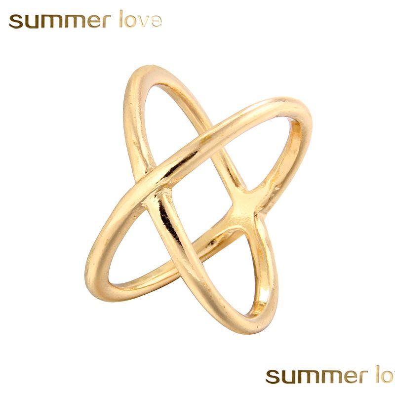 

Wedding Rings Gold And Sier Plated Cross For Women Unique Designer Simple Letter X Love Ring Fashion Jewelry Gift Drop Delivery Dhjqv