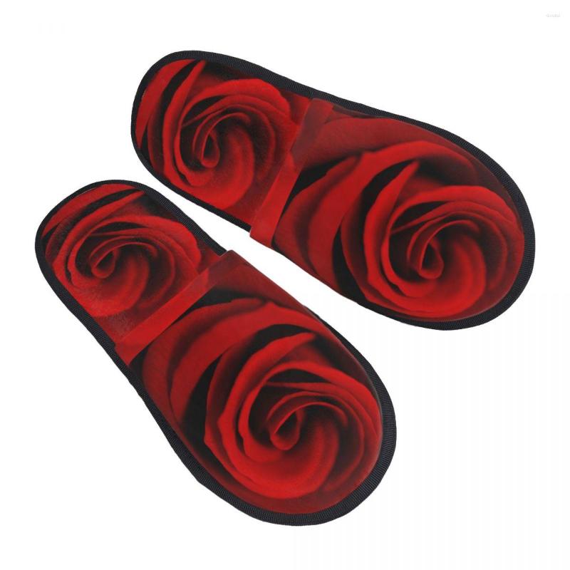 

Slippers Men Women Plush Indoor Red Rose Warm Soft Shoes Home Footwear Autumn Winter 2023, Black