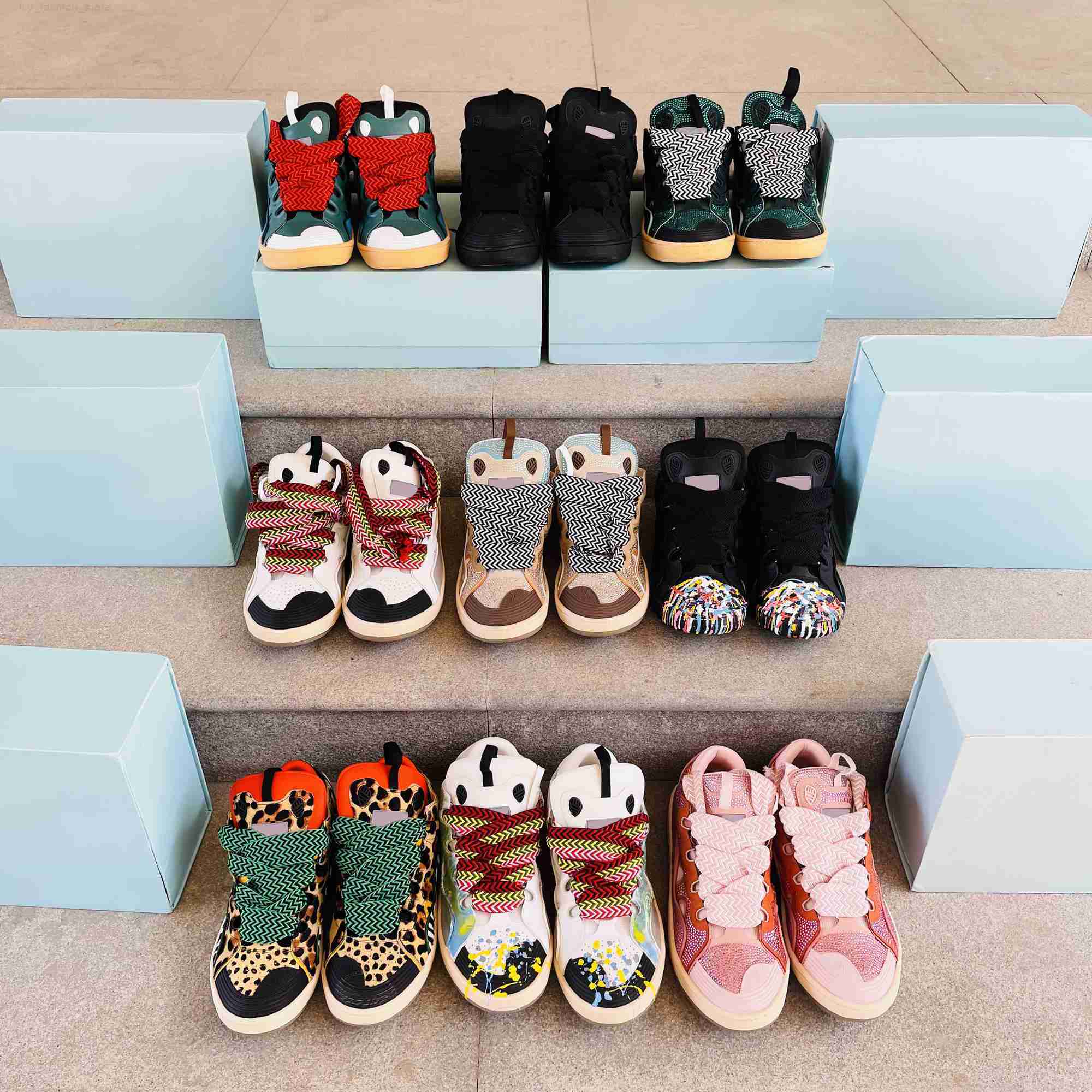 

Casual Shoes Sneakers Women Shoes Mens Leather Curb Calfskin Suede Mesh Stripe Rubber Sole Stretch Cotton Low Top Mule Sneaker Designers