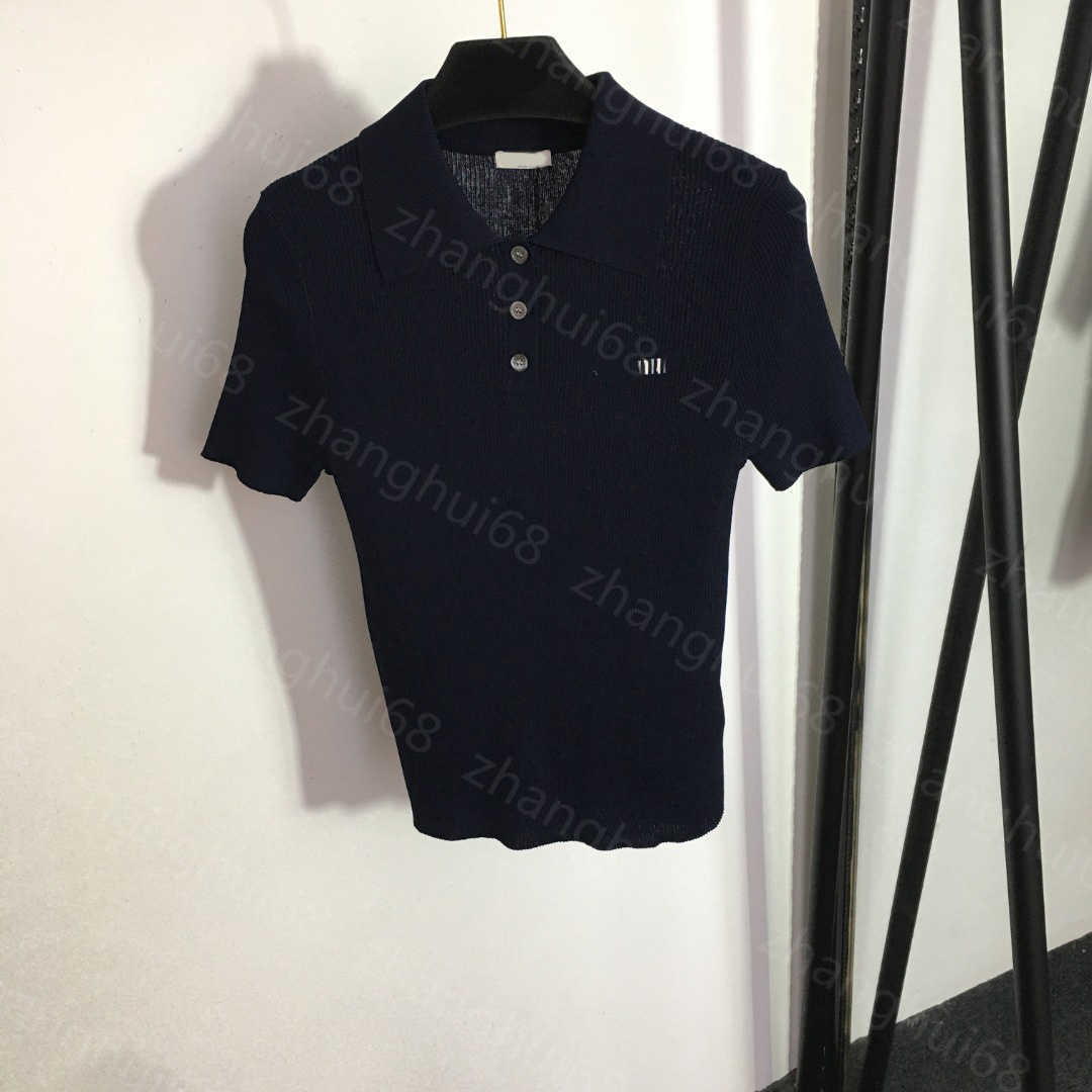 

23ss womens designer clothing Womens Knits Chest letter-slim polo neck short-sleeved sweater top High quality womens clothes, 24