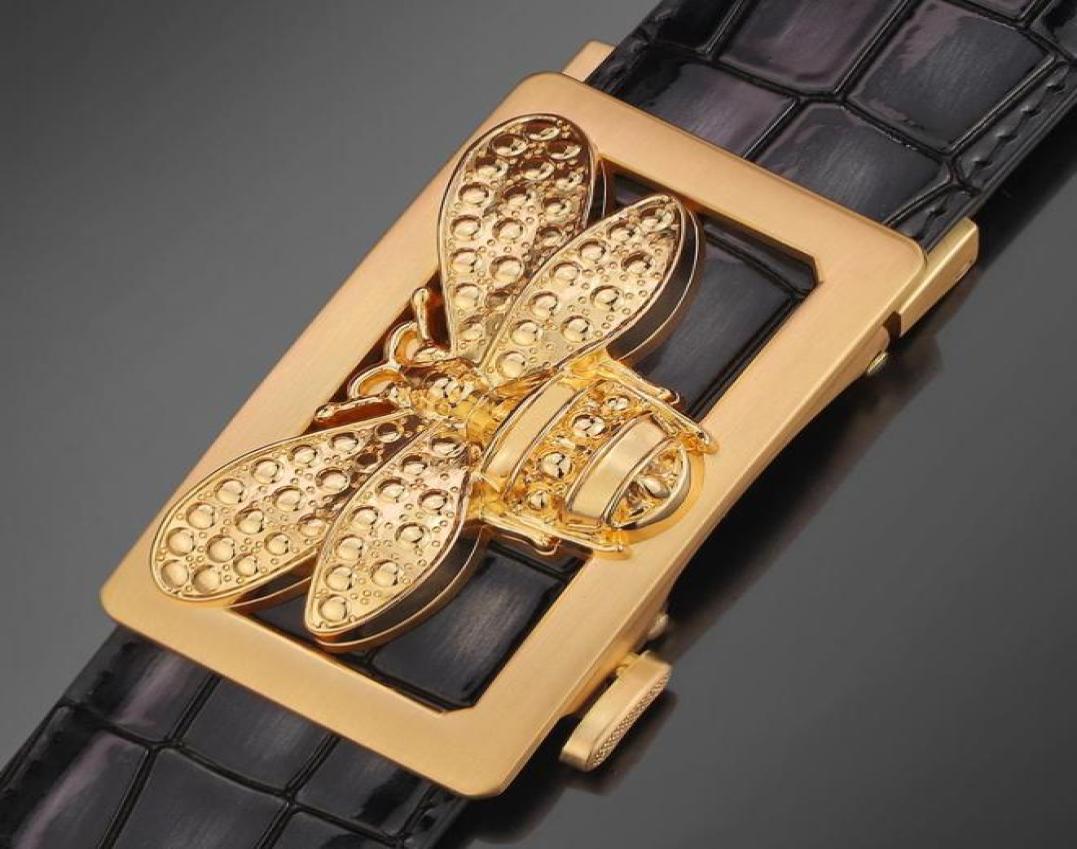 

Belts High Quality 3D Bee Automatic Buckle Men Crocodile Pattern Leather Fashion Western Style Waist Strap Casual4672170, Black
