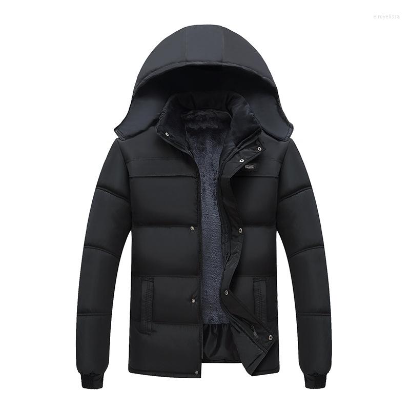 

Men's Down 2023 Fashion Hooded Winter Coat Mens Homme For Men Father Thick Warm Windproof Parka Jacket Clothes, Fashion black