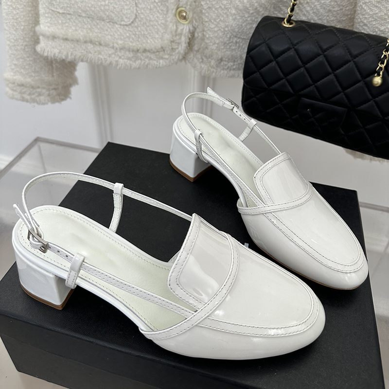 

Designer Womens Sandals High heels 6cm dress Shoes Calf patent leather Adjustable Hardware Ankle Buckle Ballet Shoes Slipper Round Head Jeans Shoe Casual shoe 34-41, Box