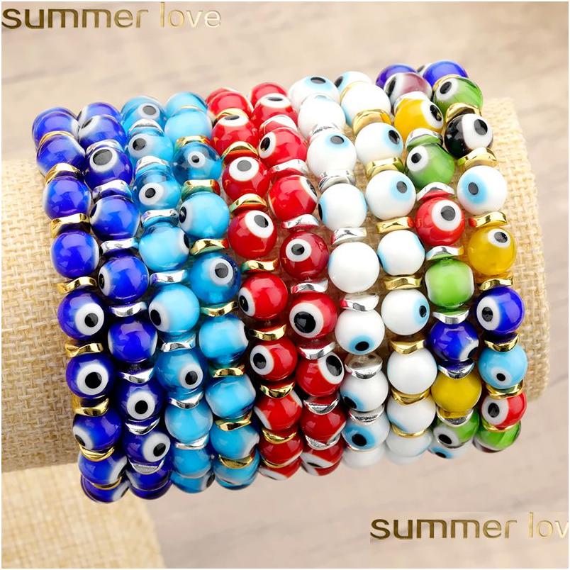 

Charm Bracelets Turkey Blue Eyes Bracelet Women Handmade Pseras Lucky Turkish Evil Eye Beads Friendship Jewelry Drop Delivery Dh1Eq