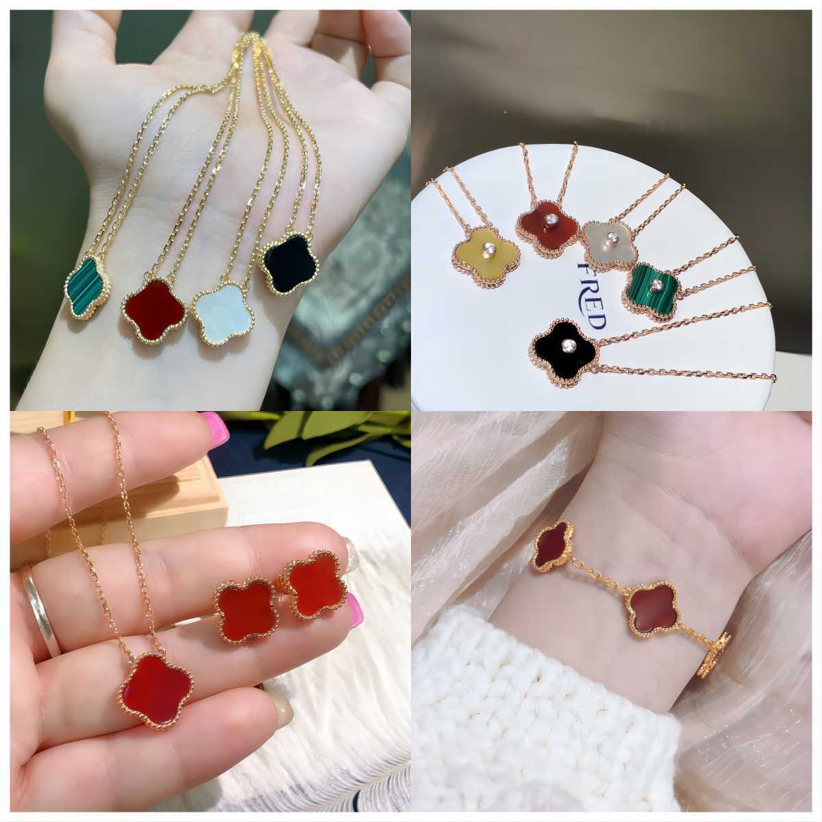 

Fashion Classic4/Four Leaf Clover Necklaces Bracelet Earrings Pendants Mother-of-Pearl Stainless Steel Plated 18K for Women Girl Valentine Mother Day Jewelry-Gift