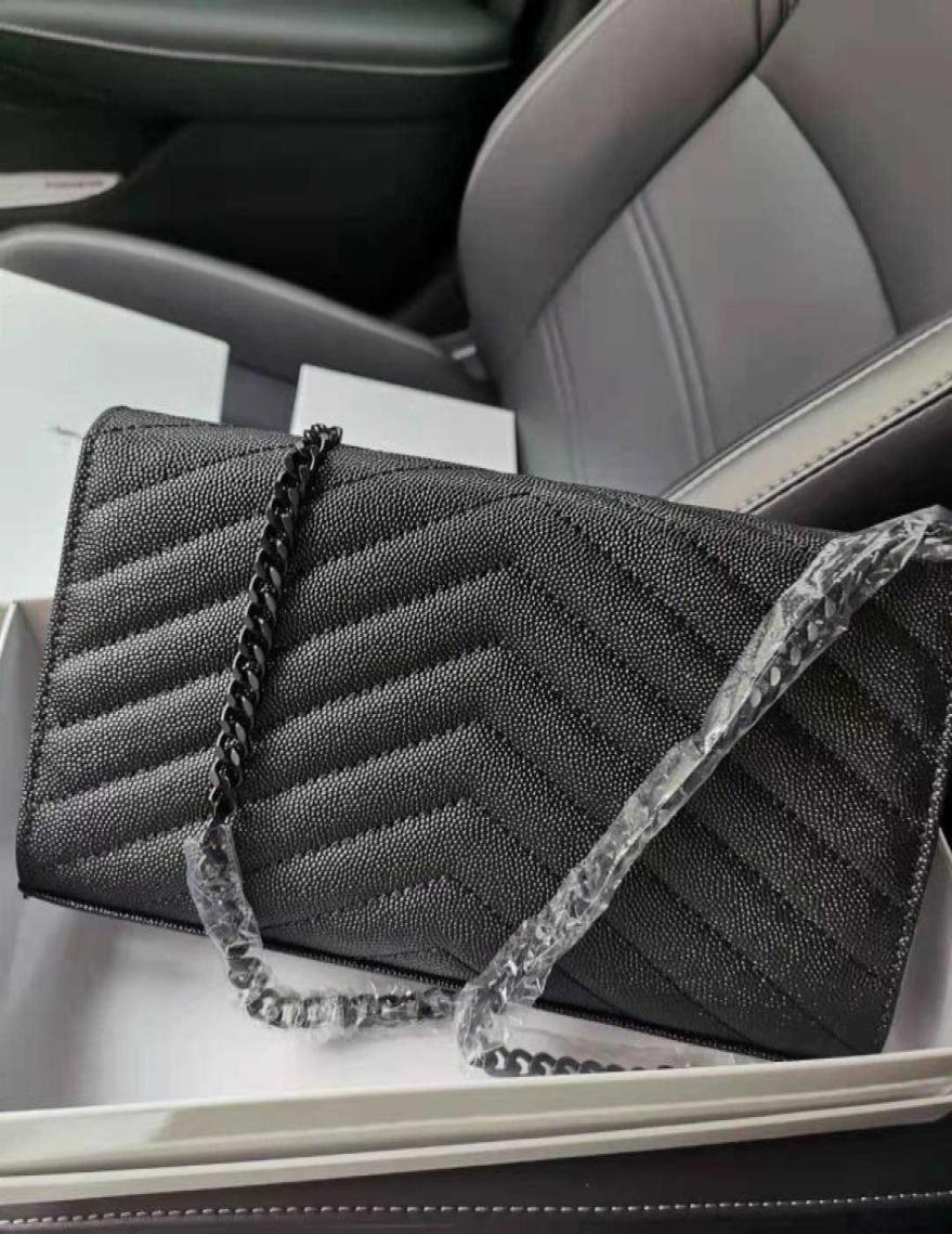 

Woman Bag Handbag Purse Original Box Genuine Leather High Quality Women Messenger cross body chain Caviar Lambskin7257306, Black