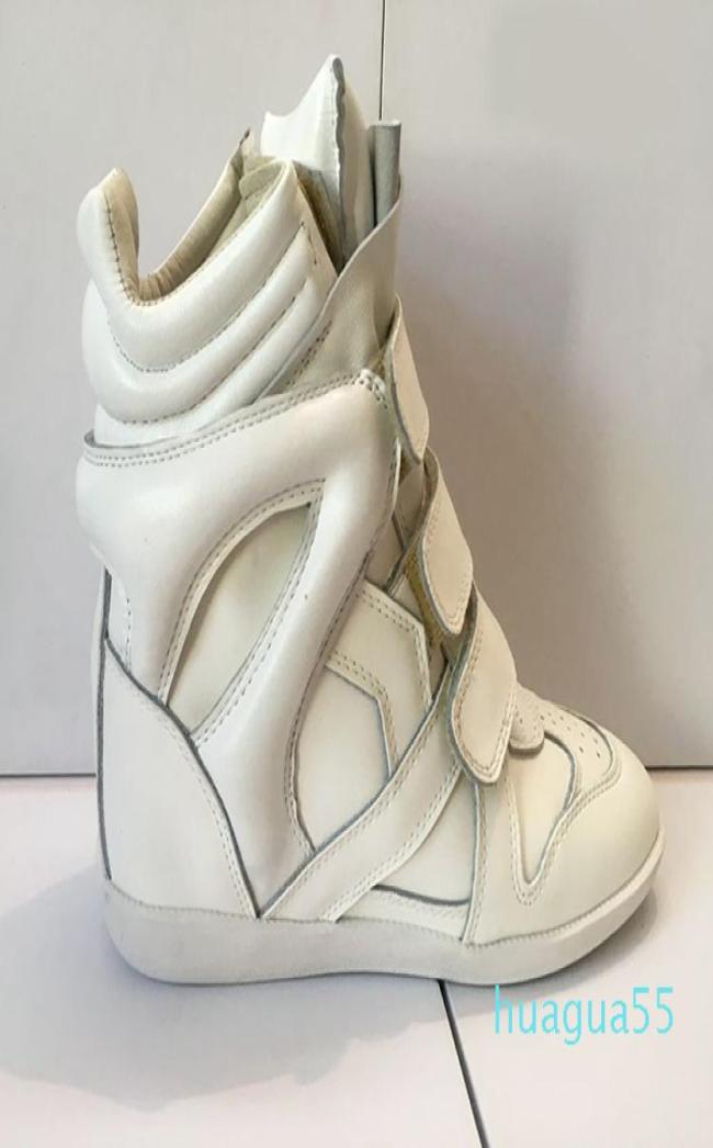

IM Fashion Brand Patchwork Autumn Winter Shoes Casual Flat Botas Mujer High Top Height Increasing Sneakers Concealed Wedge Ankle B6099557, Red