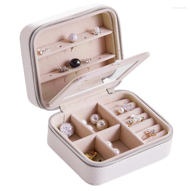 

Jewelry Pouches High Quality Leather Box Travel Organizer Multifunction Necklace Earring Ring Storage Women Gifts