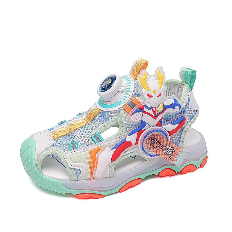 

Athletic Baby Shoes Footwear Tennis Sneakers Children Boys Summer Luminous Rotating Button Mesh Hollow F15684, C1