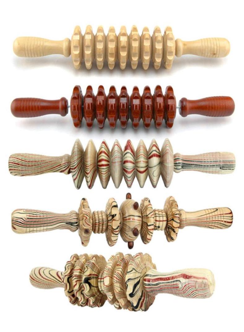 

Wooden abdomen nine wheel massager leg roller massage back neck massage roller drop4512209