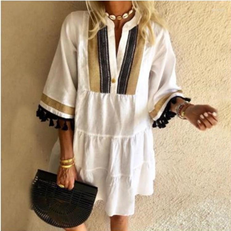 

Party Dresses 2023 Fall Women' Short Dress Oversize Casual Loose Fringed Hem Elegant Female Fashion Ladies Clothes, Safflower