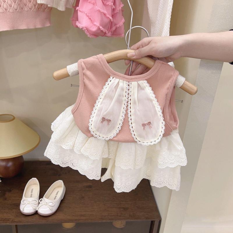 

Clothing Sets Girl Cute Princess 2pcs Suits Children Baby Kids Ears Brim Summer T-shirt Vest Cake Culottes Outfit, Black