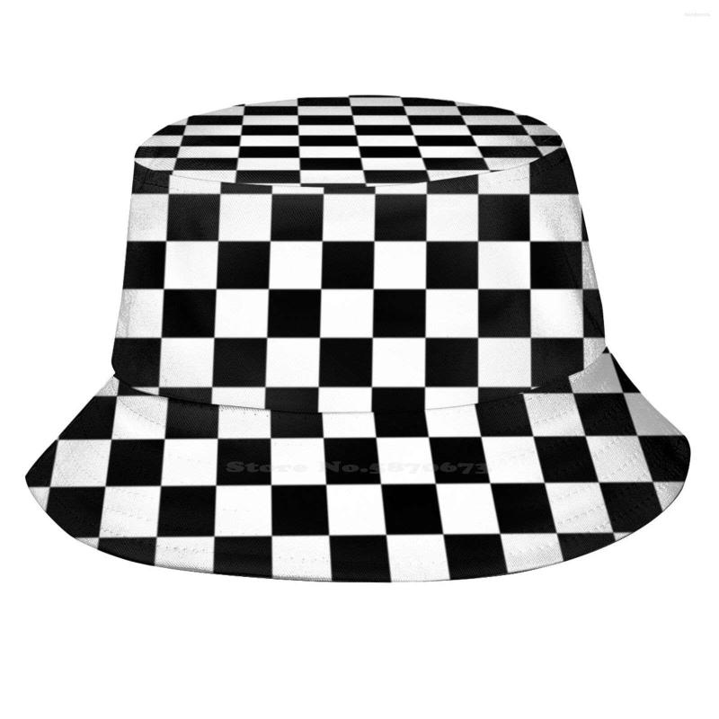 

Berets Black And White Checkerboard Fisherman'S Hat Bucket Hats Caps Pattern Squares Checker Board Checkered Gray, Black mask