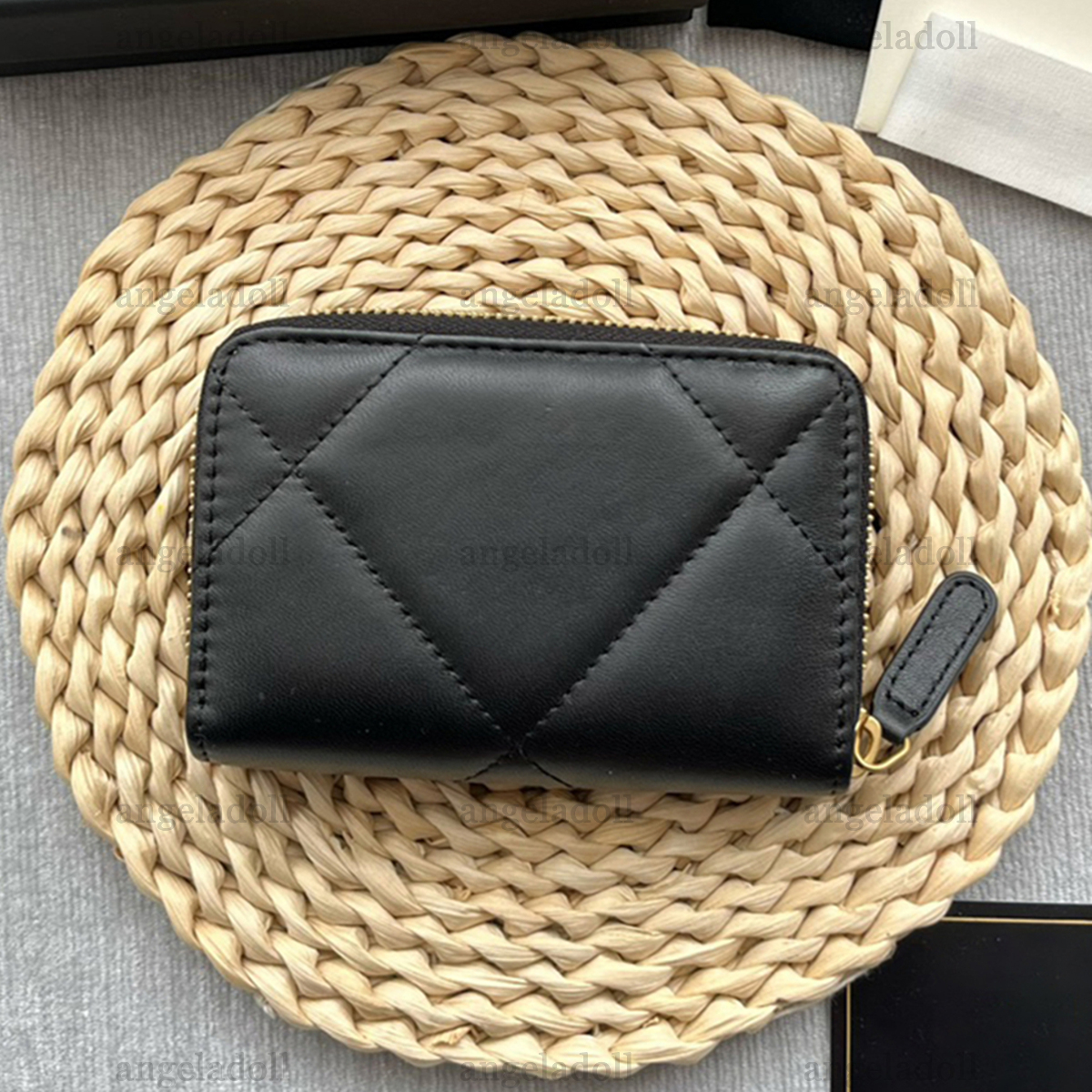 

10A Mirror Quality Designers 7.5cm Mini Coin Purse Womens Lambskin Quilted Coin Purse Real Leather Wallets Zipper Credit Card Holder With Box, Beige