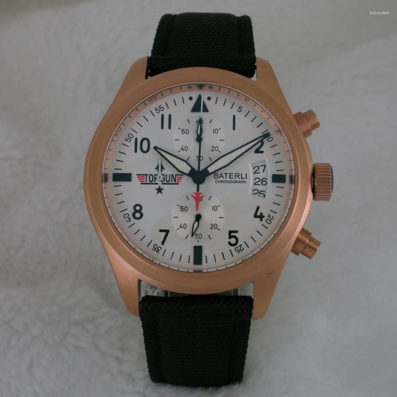 

Wristwatches 44 Mm Rose Gold Stainless Steel Case Watch VK Chronograph Quartz Classic Men Auto Date A130, 02