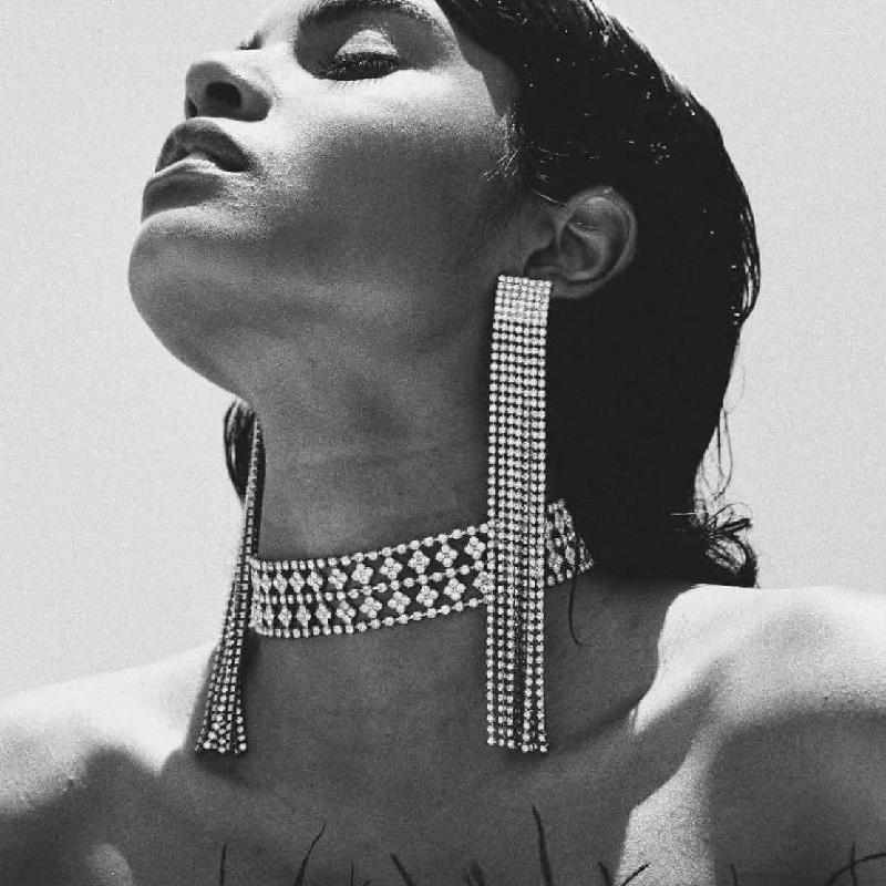 

Chains Exaggerated European And American Necklaces Rhinestones Accessories For Girls' Alloy Runway Dinner Parties