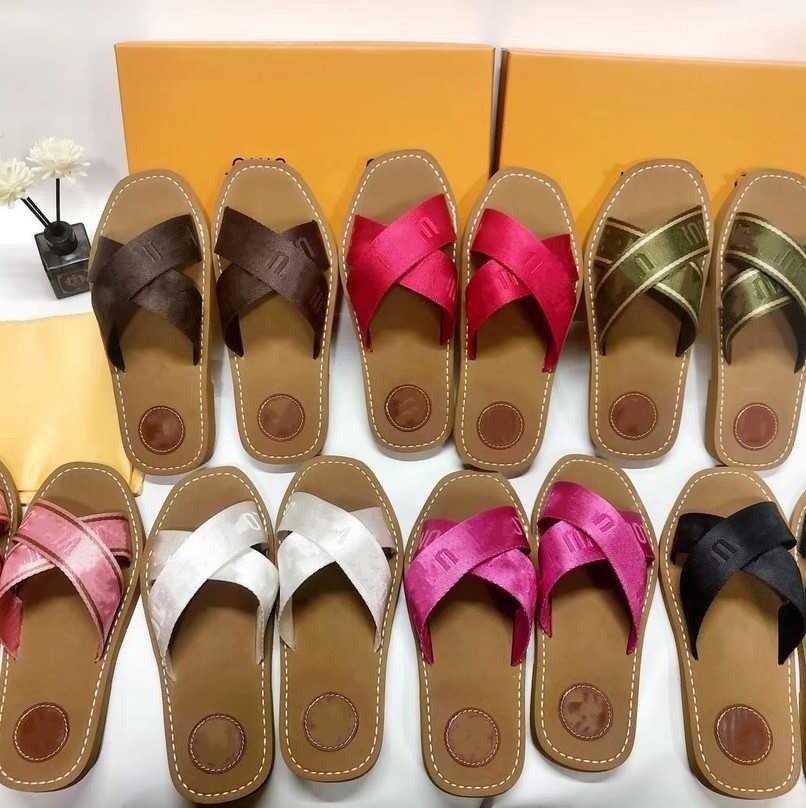 

34-42 Girls Women Sizes Slippers LU Designer Sandal Cross Nylon Strap Flat Slides Woody Mules Lady Paris Lettering Fabric Flip Flops pool Slider Casual Summer Shoes, Lvt5164