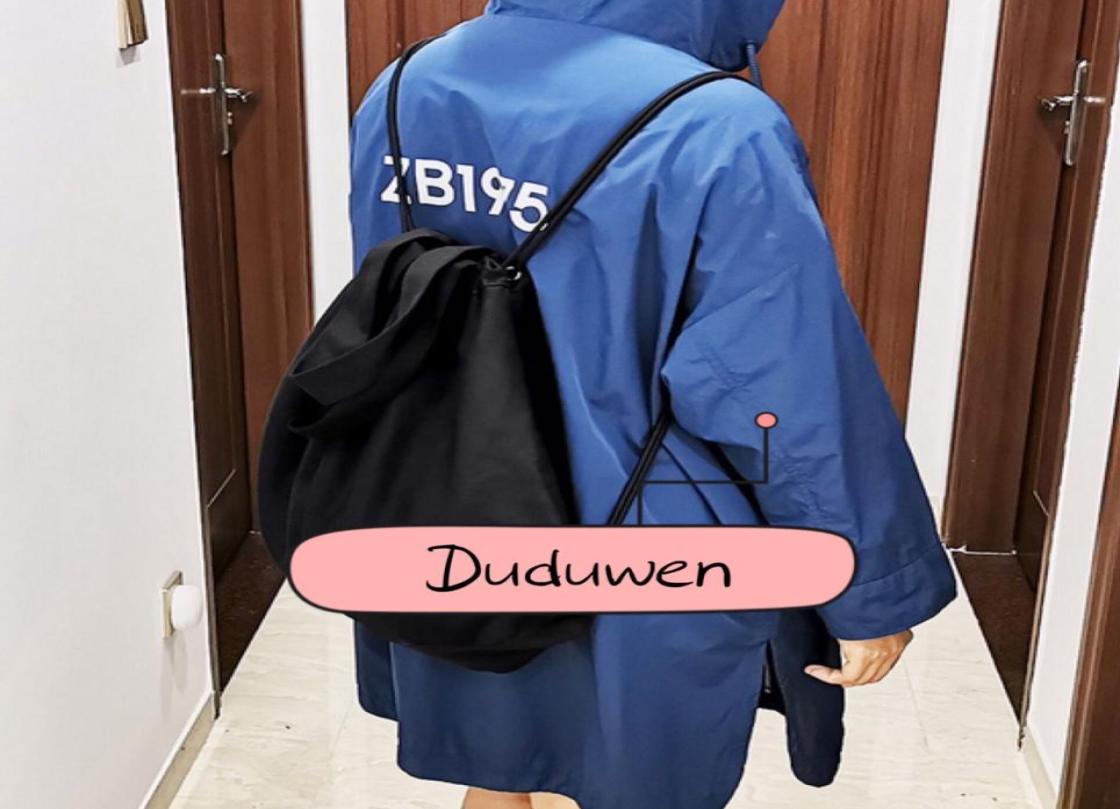 

48X45X7cm Fashion canvas shopping bag string backpack Y embroidery highcapacity backpack beauty cosmetics makeup organizer For Y 8297360, Black