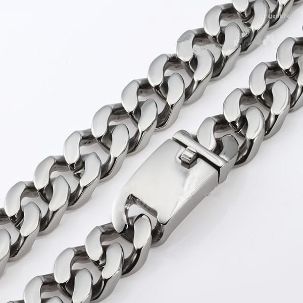 

Chains 7"-40" Heavy 316L Stainless Steel Silver Color Cuban Curb Link Chain Cool Men's Boys Bracelet Bangle Or Necklace 20mm