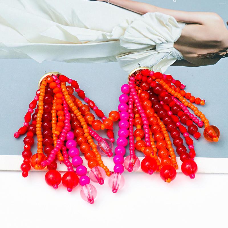 

Dangle Earrings Trend Long Bead Tassel Statement Women's Dinner Wedding Fashion Jewelry Accessories Gift