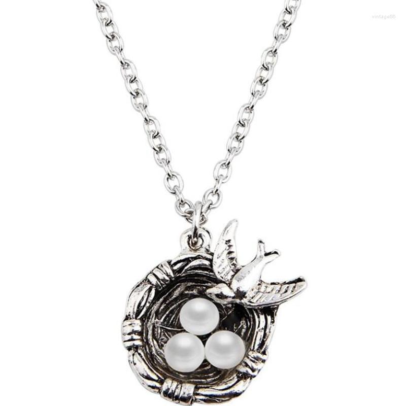 

Pendant Necklaces Steampunk Bird Homing Necklace Vintage Bronze Creative Nest Pearl Choker Women's Jewelry Hip Hop Gift Bijoux