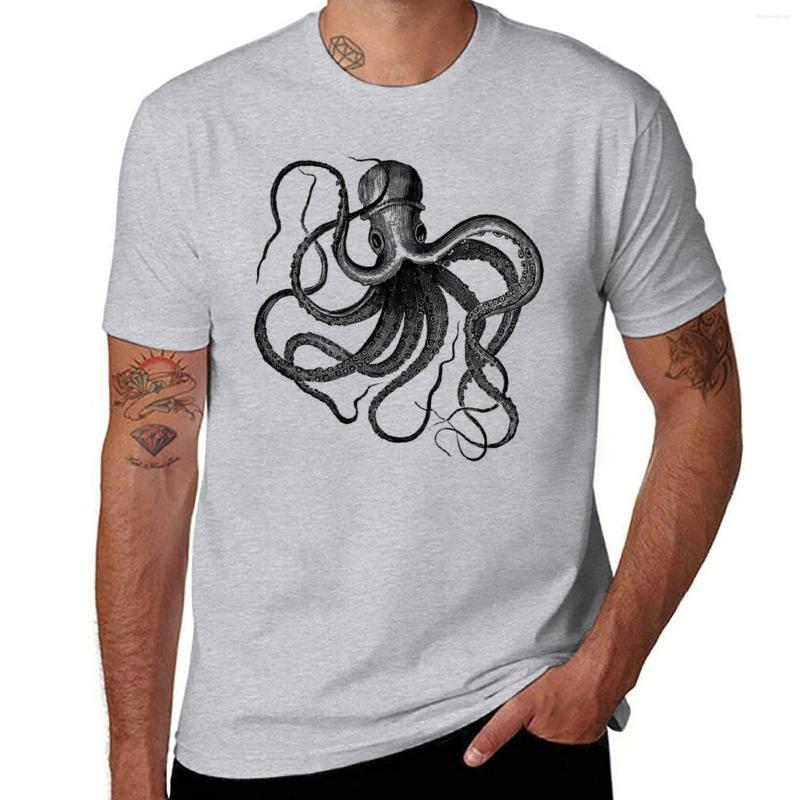 

Men' Polos Vintage Octopus Illustration T-Shirt Blank T Shirts Graphic Fitted For Men, Gray