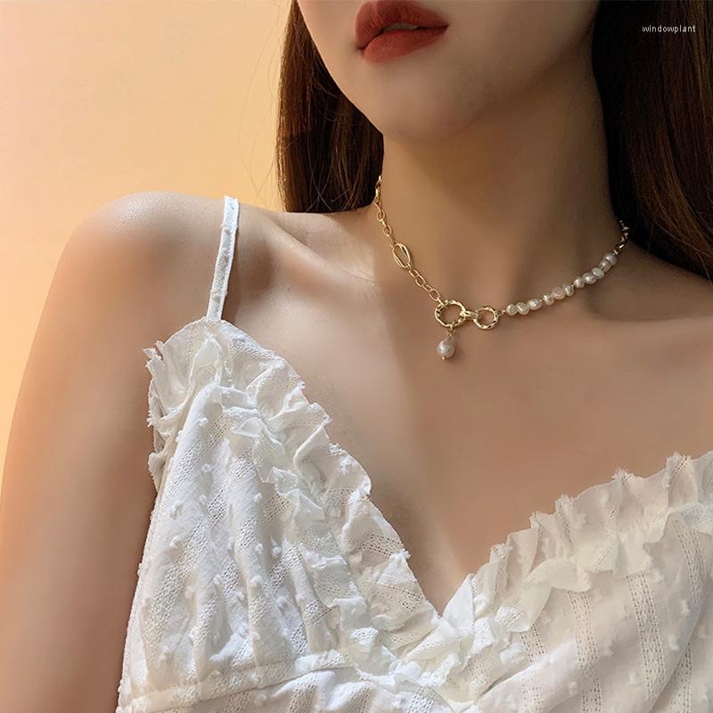 

Pendant Necklaces KLG Ins Niche Design Feeling Restoring Ancient Ways The Baroque Natural Pearl Necklace Female Clavicle Chain Sweater