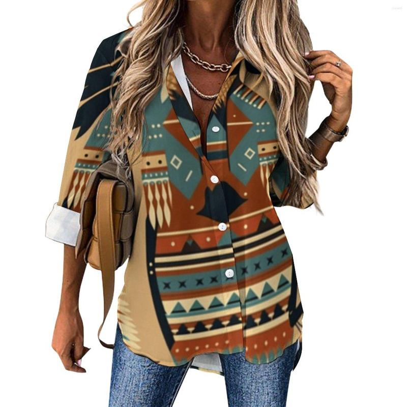 

Women' Blouses Native Aztec Print Loose Tops V-Neck Elegant Long Sleeve Autumn Women' Everyday Casual Design Prints Shirt, Blue