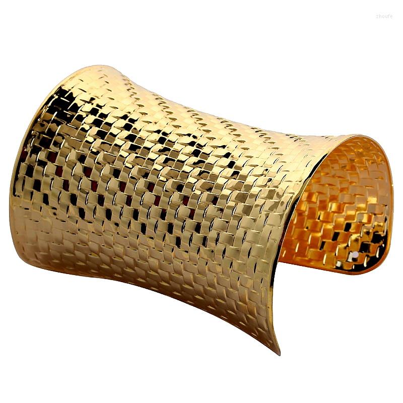

Bangle Creative Fashion Width Bracelet Bangles Metal Texture Arm Bracelets & Gold Color For Women Jewelry CF1
