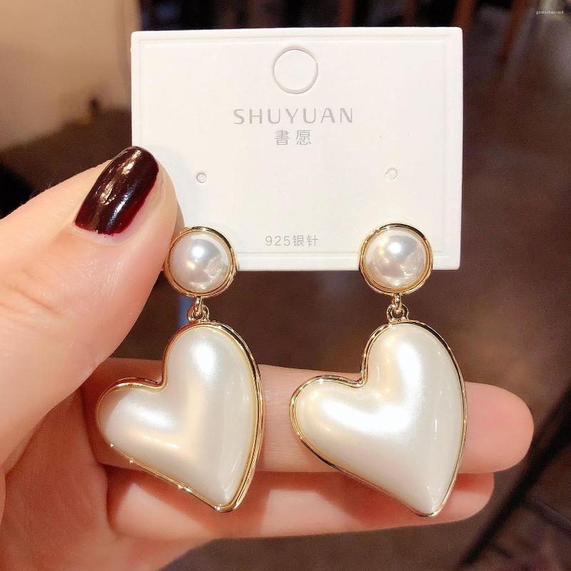 

Dangle Earrings Exquisite Trendy Imitated Pearl Heart Vintage Charm Jewellery Women's Korean Fashion Accessories Classic Cute Jewelry