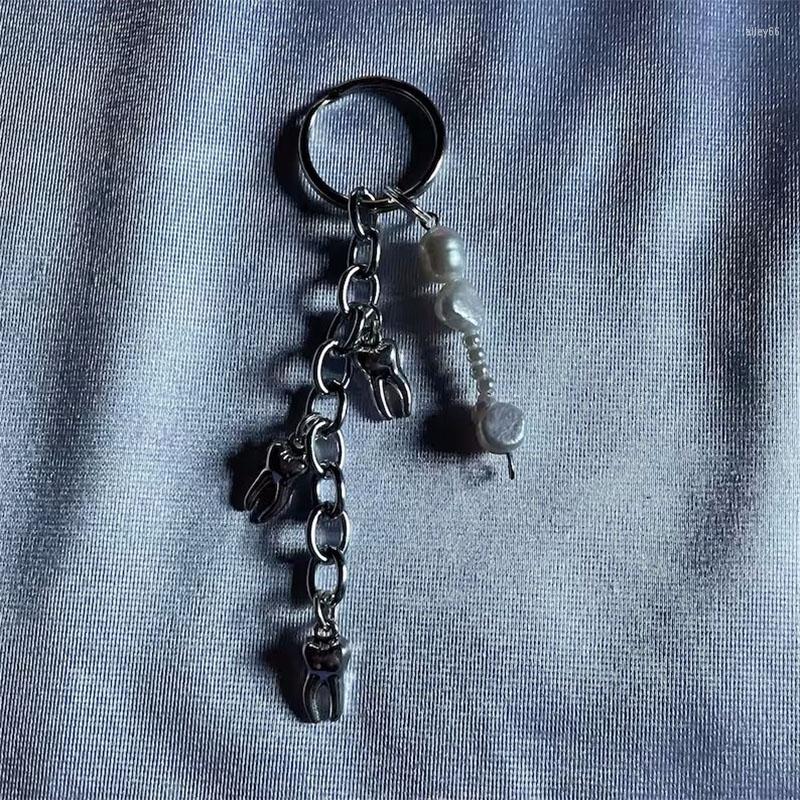 

Keychains Fairycore Pearl Keychain Gothic Tooth Charm Y2K Dainty Fairy Aesthetic Handmade Unique Statement Accessory