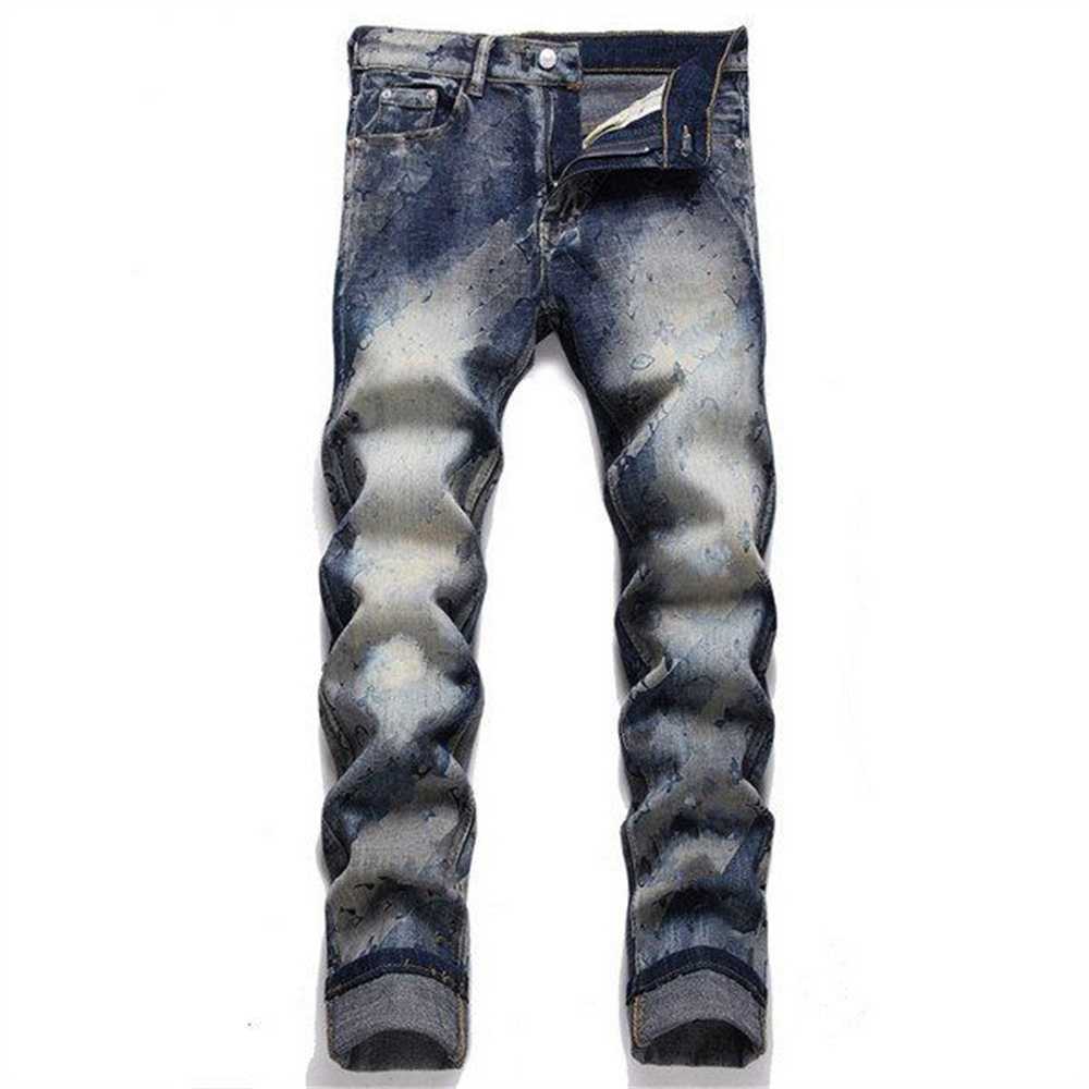 

Jeans 23ss Brand Men's Luxury Designer High Street Straight Jean Mens Blue Washed Big Hole Zipper Pants Black Pant PJAH, L6621