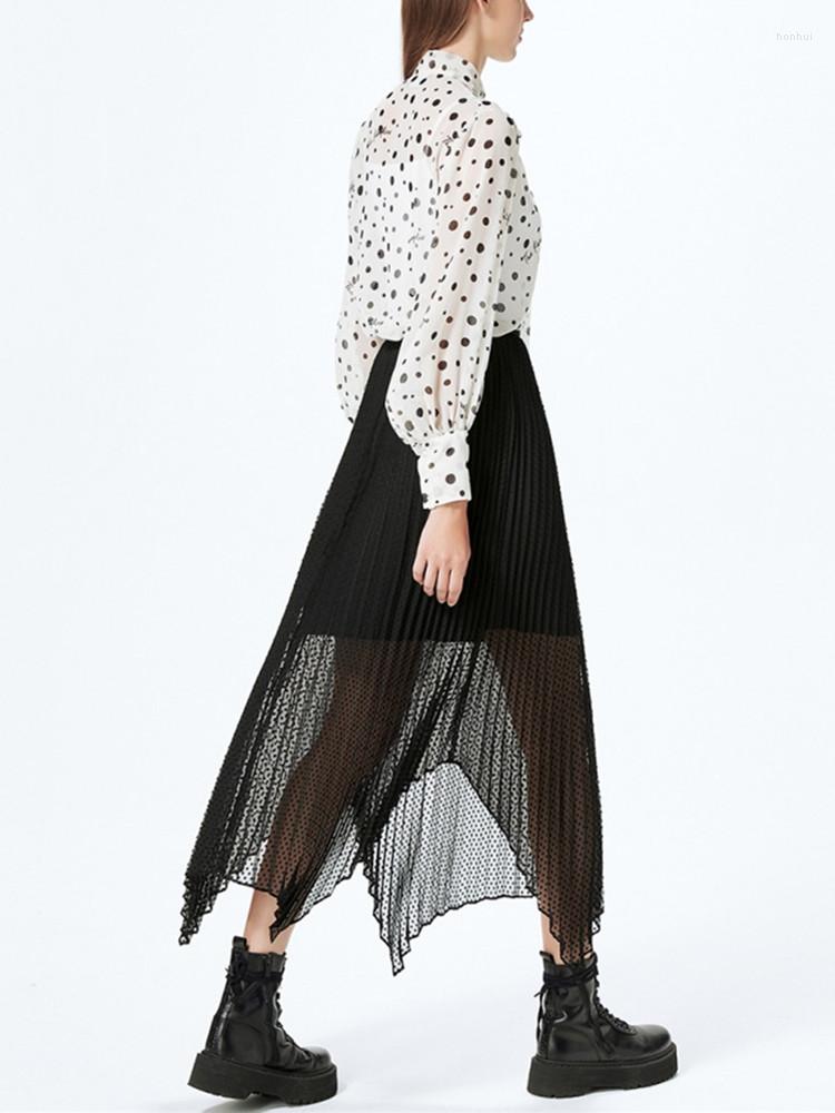 

Women' Blouses Women' Polka Dot Letter Print Bow Collar Shirt Ladies Covered Button Long Sleeve Elegant Fashion Blouse Top Autumn 2023