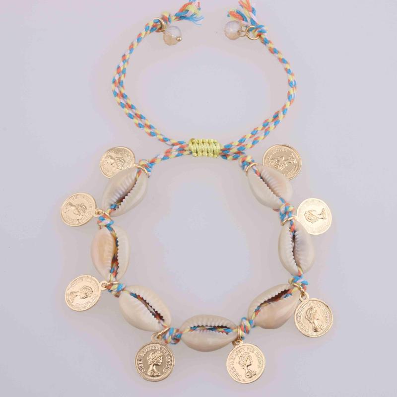 

Strand Bohemian Shell Anklets For Women Handmade Cotton Woven Natural Foot Jewelry Summer Beach Barefoot Bracelet Ankle On Leg