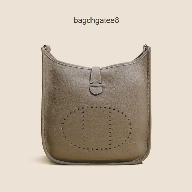 

h Designer Tote Bag 2023 Evelynbag Bags Top Layer Cowhide 29cm Leather Women's Lychee Pattern Single Shoulder Crossbody Large Capacity Tote, Golden brown