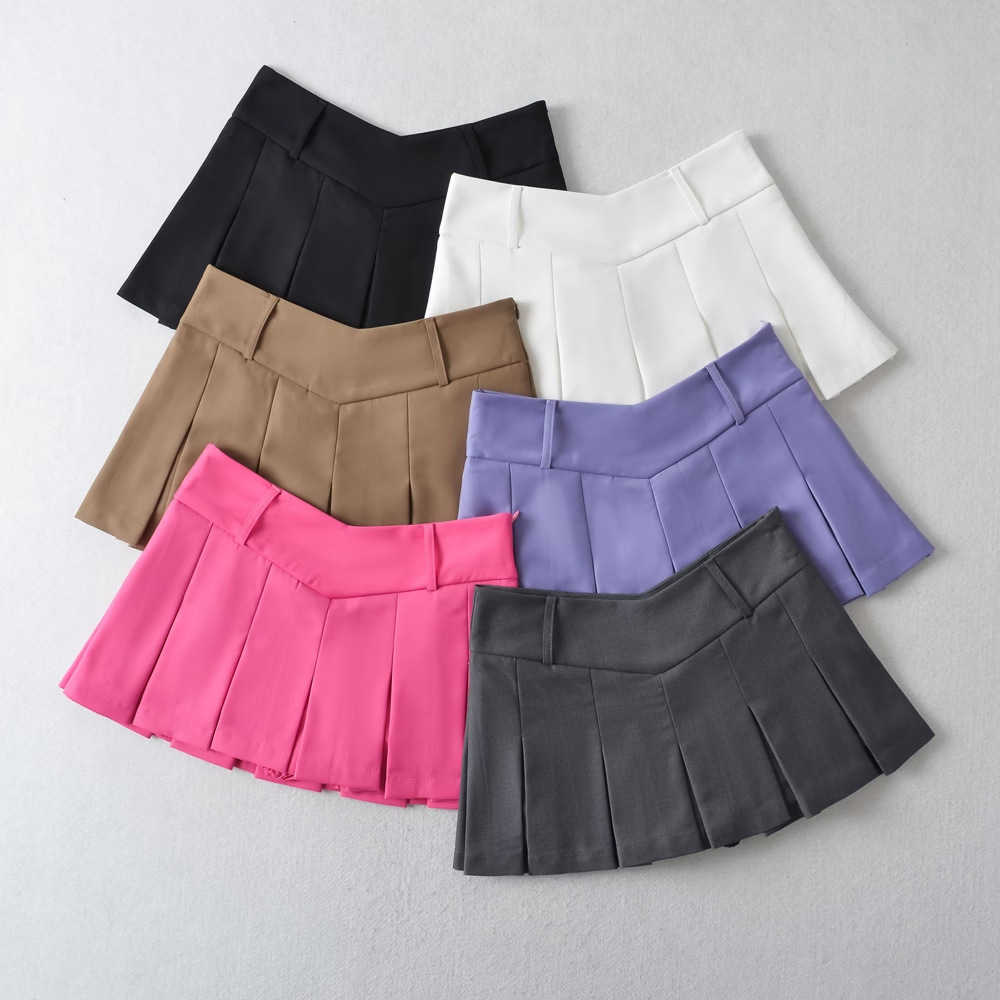 

Viretti Style New Women' Pure Desire Sexy Spicy Girl V-Waist Slim A-line Pleated Skirt Short Skirt, Purple8