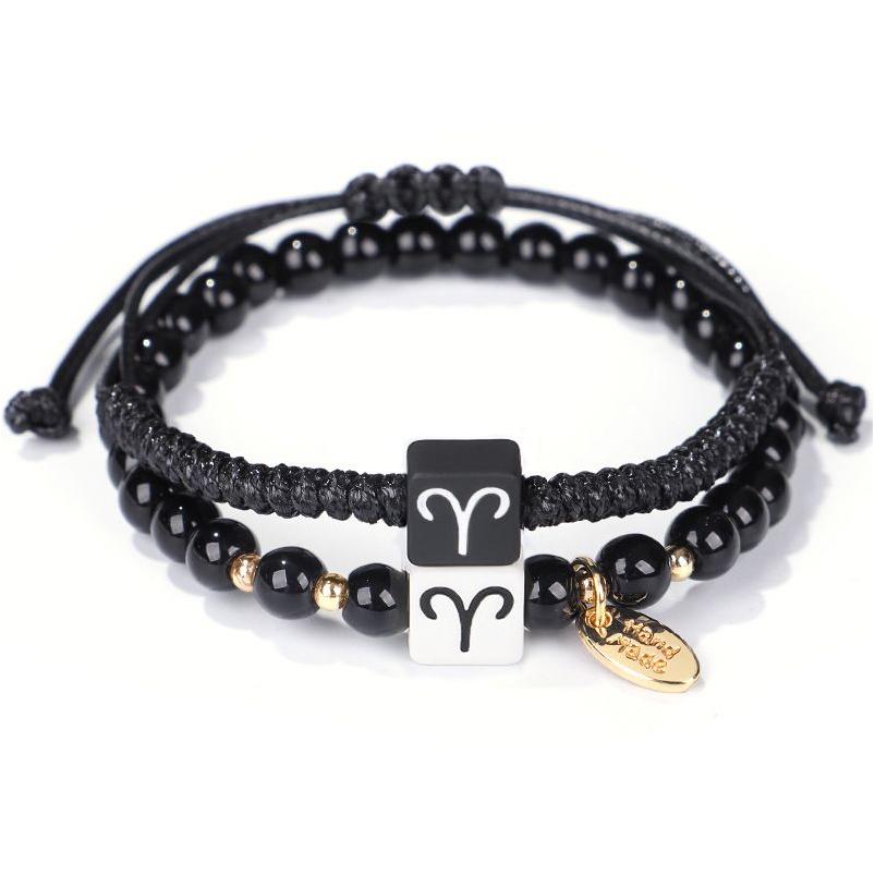 

Other Bracelets 2Pcs/Set Handmade 12 Zodiac Signs Bracelet Rope Braided Couple Natural Stone Beaded Friendship Jewelry Drop Delivery Dhgyt