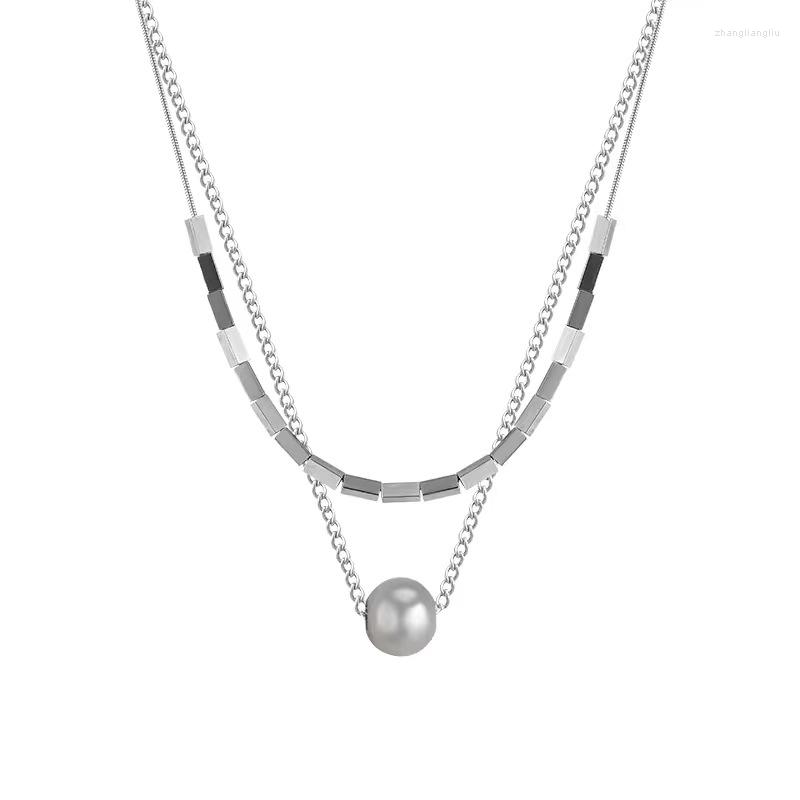 

Chains European And American Double-layered Titanium Steel Geometric Creative Splicing Small Square Clavicle Chain Pendant Jewelry Fret