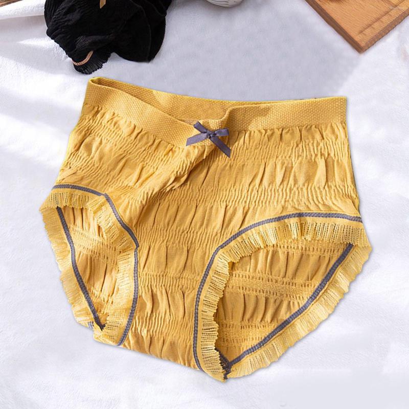 

Women's Panties Women Sexy Breathable Cotton Traceless High Elastic Bubble Pants Mid Waist Briefs Underwear