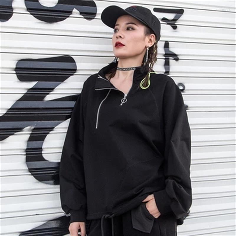 

Women' Hoodies 2023 Spring And Autumn Style Hoodie BF Wind Stand-up Collar Drawstring Long-sleeve Women' Clothing Stitching Fas, Black